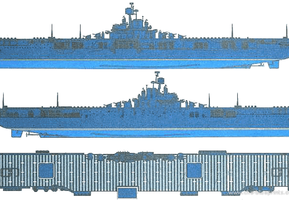 Корабль USS CV-9 Essex (Aircraft Carrier) (1943) - чертежи, габариты, рисунки