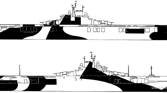 Авианосец USS CV-9 Essex (Aircraft Carrier) (1944) - чертежи, габариты, рисунки