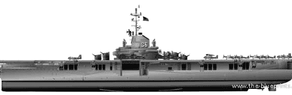 Авианосец USS CV36 Antietam - чертежи, габариты, рисунки