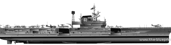 Aircraft carrier USS CV41 Midway - drawings, dimensions, pictures