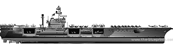 Aircraft carrier USS CV66 America - drawings, dimensions, pictures