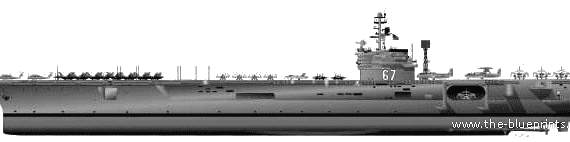 Авианосец USS CV67 John F. Kennedy - чертежи, габариты, рисунки