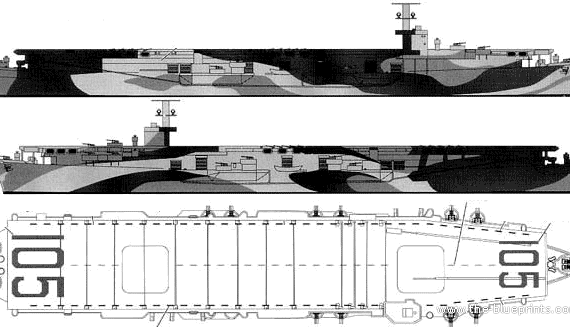 Корабль USS CVE-105 Commencement Bay (1944) - чертежи, габариты, рисунки