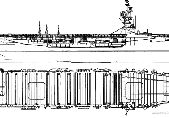 Авианосец USS CVE-113 Puget Sound (Escort Aircraft Carrier) - чертежи, габариты, рисунки