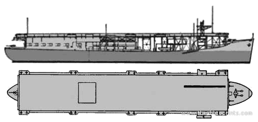 Aircraft carrier USS CVE-1 Long Island - drawings, dimensions, pictures