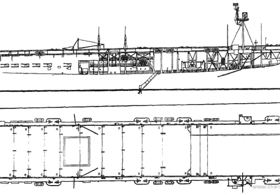 Авианосец USS CVE-1 Long Island (1942) - чертежи, габариты, рисунки