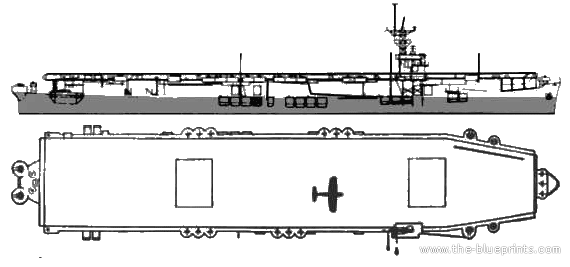 Авианосец USS CVE-26 Sangamon - чертежи, габариты, рисунки