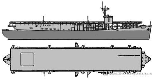 Aircraft carrier USS CVE-30 Charger - drawings, dimensions, pictures