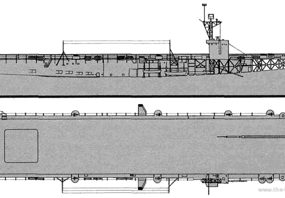 Авианосец USS CVE-30 Charger (1942) - чертежи, габариты, рисунки
