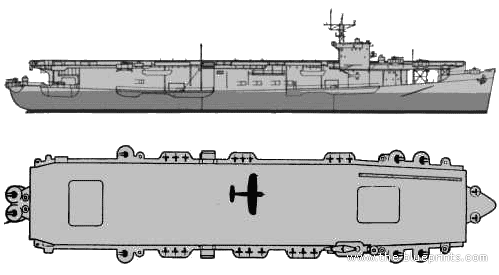 Авианосец USS CVE-31 Prince William - чертежи, габариты, рисунки
