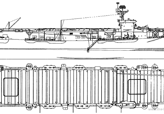 Aircraft carrier USS CVE-9 Bogue - drawings, dimensions, pictures