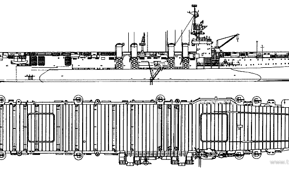 Авианосец USS CVL-22 Independence - чертежи, габариты, рисунки