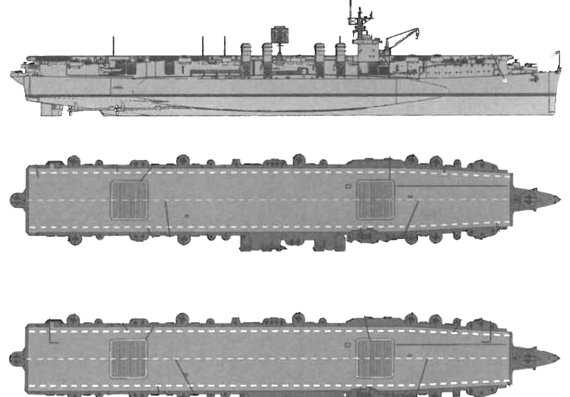 Корабль USS CVL-23 Princeton (Light Carrier) - чертежи, габариты, рисунки