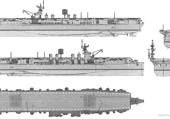 Корабль USS CVL-23 Princeton (Light Carrier) (1943) - чертежи, габариты, рисунки