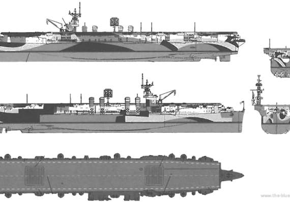 Корабль USS CVL-23 Princeton (Light Carrier) (1944) - чертежи, габариты, рисунки