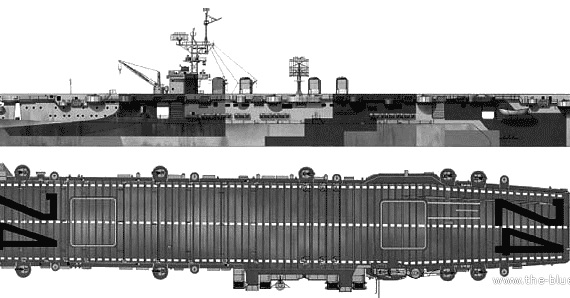 Авианосец USS CVL-24 Belleau Wood (1944) - чертежи, габариты, рисунки