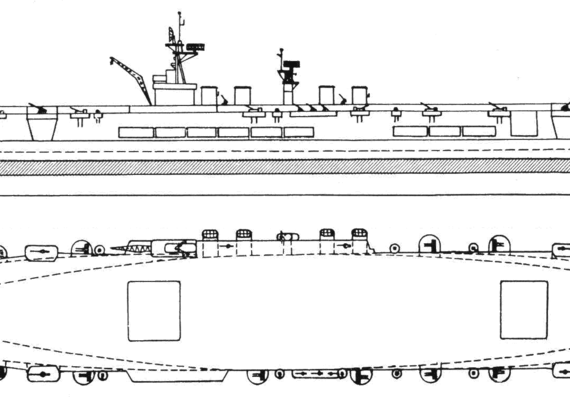 Авианосец USS CVL-48 Saipan - чертежи, габариты, рисунки