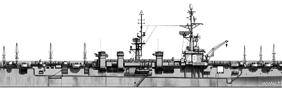 Авианосец USS CVL-48 Saipan (1953) - чертежи, габариты, рисунки
