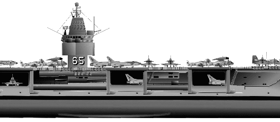 Авианосец USS CVN-65 Enterprise (Aircraft Carrier) (1963) - чертежи, габариты, рисунки