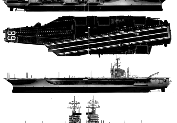 Корабль USS CVN-68 Nimitz (1975) - чертежи, габариты, рисунки
