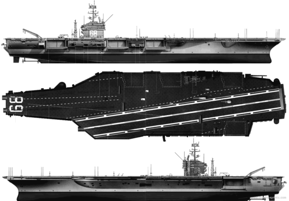Корабль USS CVN-68 Nimitz (1979) - чертежи, габариты, рисунки
