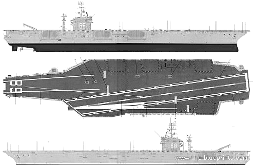 Корабль USS CVN-68 Nimitz (Aircraft Carrier) (1975) - чертежи, габариты, рисунки