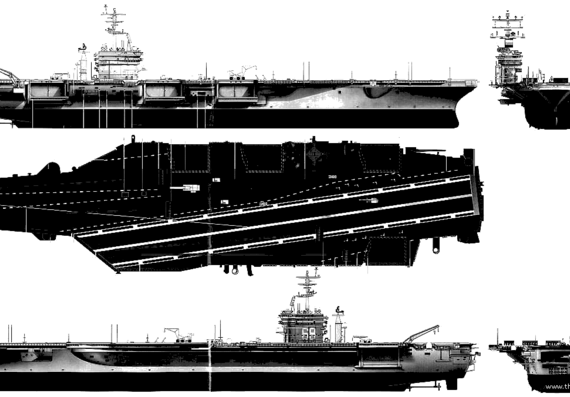 Авианосец USS CVN-68 Nimitz ( (Aircraft Carrier) (2005) - чертежи, габариты, рисунки