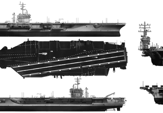 Корабль USS CVN-68 Nimitz (Aircraft Carrier) (2005) - чертежи, габариты, рисунки