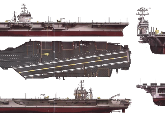 Авианосец USS CVN-72 Abraham Lincoln (Aircraft Carrrier) - чертежи, габариты, рисунки
