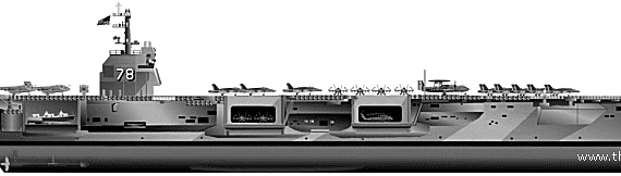 Корабль USS CVN-78 Gerald R. Ford - чертежи, габариты, рисунки
