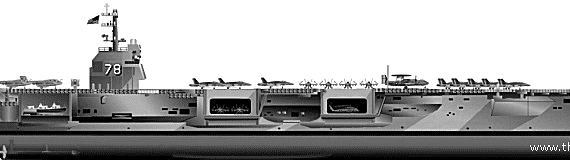 Подводная лодка USS CVN-78 Gerald R. Ford (Aircraft Carrier) - чертежи, габариты, рисунки