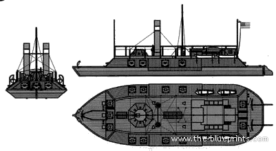 USS Cairo (Ironclad River Gunboat) (1862) - drawings, dimensions, pictures