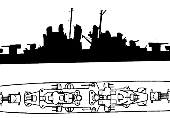 Ship USS Cleveland - drawings, dimensions, figures