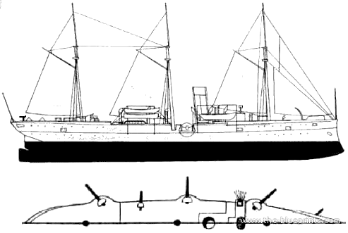 Корабль USS Concord (Gunboat) (1898) - чертежи, габариты, рисунки