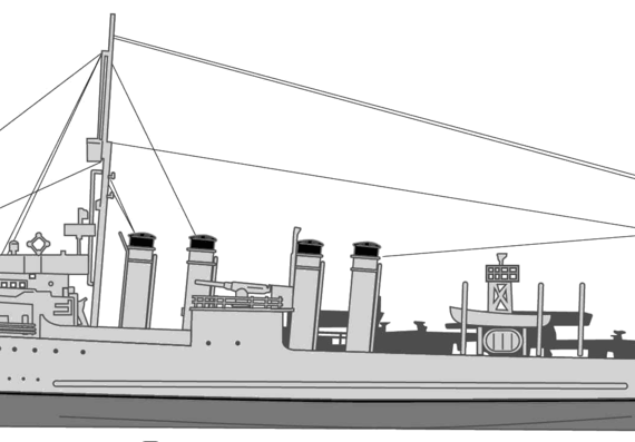 Эсминец USS DD-131 Campbeltown (Destroyer) - чертежи, габариты, рисунки