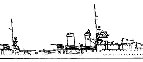 Эсминец USS DD-348 Farragut (Destroyer) (1938) - чертежи, габариты, рисунки