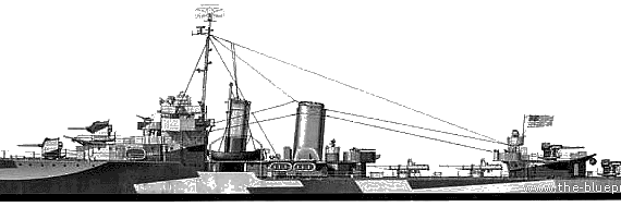 Эсминец USS DD-353 Dale (Farragut Class Destroyer) (1944) - чертежи, габариты, рисунки