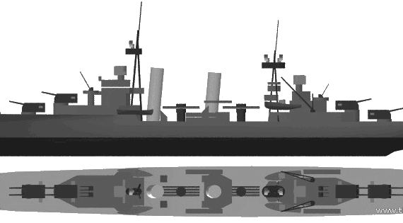 Эсминец USS DD-356 Porter (Destroyer) (1940) - чертежи, габариты, рисунки
