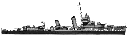 Эсминец USS DD-377 Perkins (Destroyer) (1943) - чертежи, габариты, рисунки