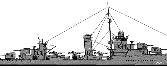 Эсминец USS DD-381 Somers (Destroyer) (1940) - чертежи, габариты, рисунки