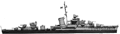 Эсминец USS DD-382 Craven (Destroyer) (1943) - чертежи, габариты, рисунки