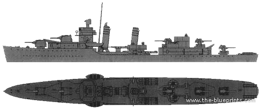 Эсминец USS DD-384 Dunlap (Destroyer) - чертежи, габариты, рисунки