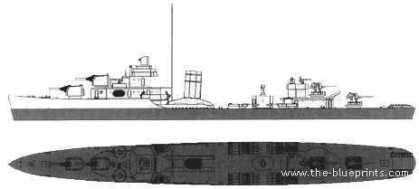 Эсминец USS DD-397 Benham (Destroyer) - чертежи, габариты, рисунки