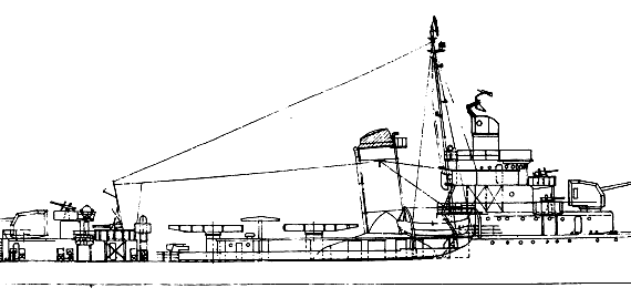 Эсминец USS DD-406 Sims (Destroyer) (1944) - чертежи, габариты, рисунки