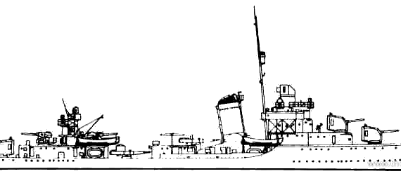 Эсминец USS DD-409 Sims (Destroyer) (1939) - чертежи, габариты, рисунки