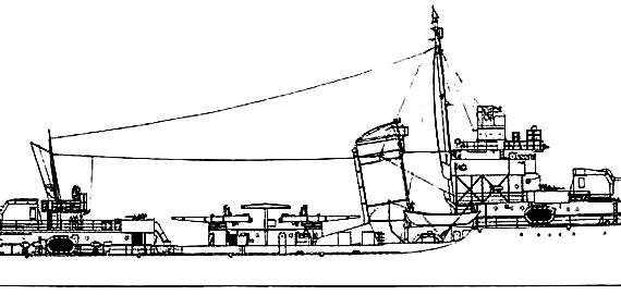 Эсминец USS DD-410 Hughes (1942) - чертежи, габариты, рисунки