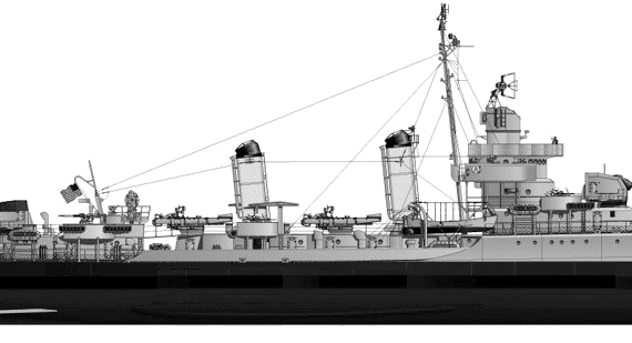 Эсминец USS DD-421 Benson (Destroyer)-2 (1942) - чертежи, габариты, рисунки