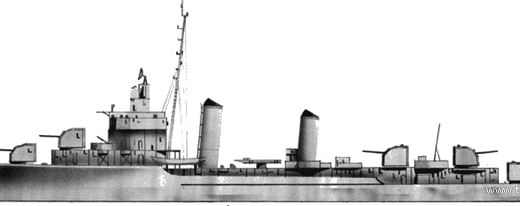 Эсминец USS DD-421 Benson (Destroyer) (1940) - чертежи, габариты, рисунки