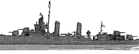 Эсминец USS DD-421 Benson (Destroyer) (1942) - чертежи, габариты, рисунки