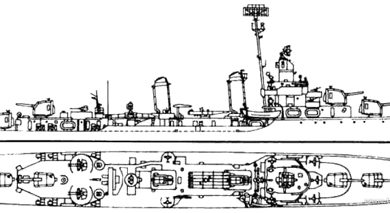 Эсминец USS DD-421 Benson (Destroyer) (1944) - чертежи, габариты, рисунки